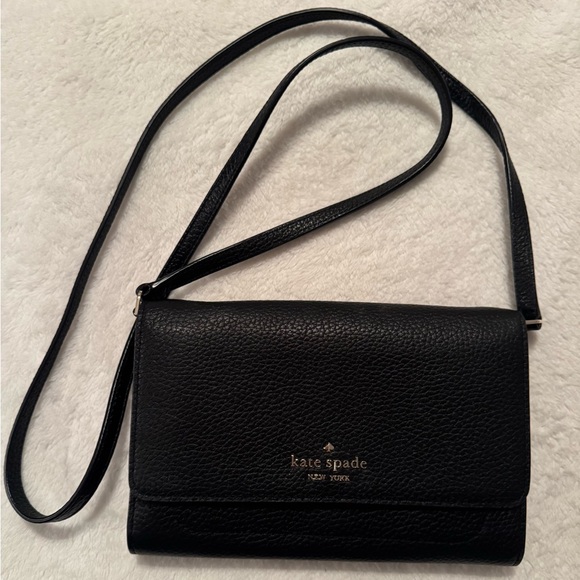 Kate Spade Harlow Black Leather Wallet On A String Crossbody Like New! - Picture 6 of 14
